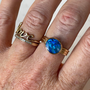 Deep Blue Opal Ring