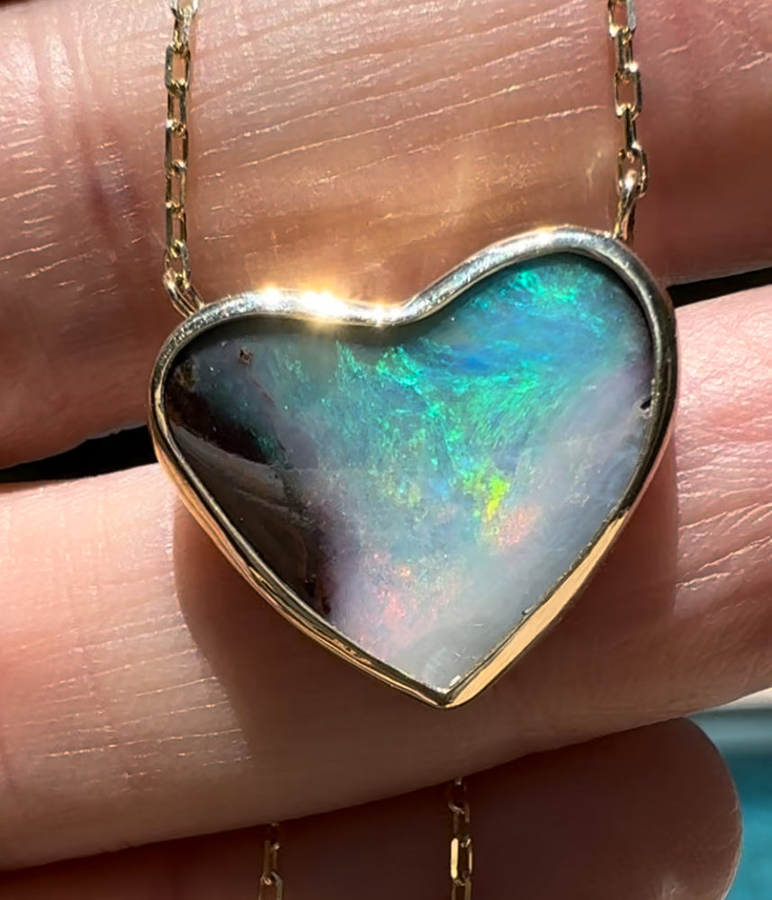 Boulder Opal Heart Necklace