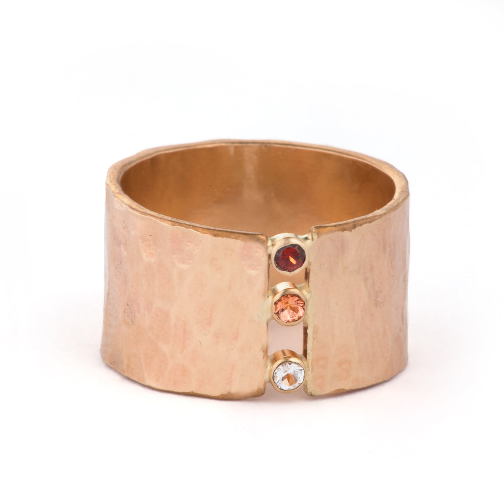 Trio Textured Gemstone Band