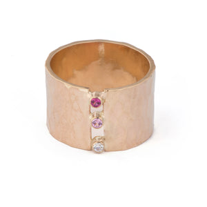 Trio Textured Gemstone Band