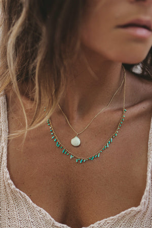 Adrift Gemstone Shell Necklace